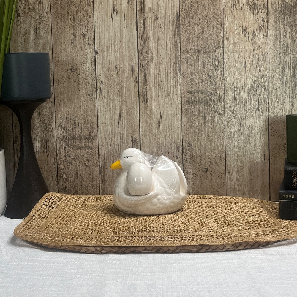Vintage Goose Salt & Pepper Shakers w/ Holder | Ceramic Farmhouse Kitchen Decor - Picture 2 of 9